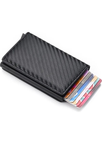 Karbon Siyahı 9810 Stili Bir Kadın Akıllı Cüzdan Kartvizitlik Rfid Cüzdan Alüminyum Metal Kredi Iş Mini Kart Cüzdan (Yurt Dışından)