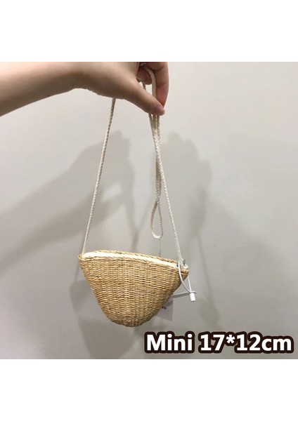 Stil 1-Mini Stil Hasır Plaj Çantası El Yapımı Örgü Örgü Desenli Yuvarlak Rattan Çanta Kadın Yaz Bali Bohemia Omuz Çantası Çanta (Yurt Dışından)