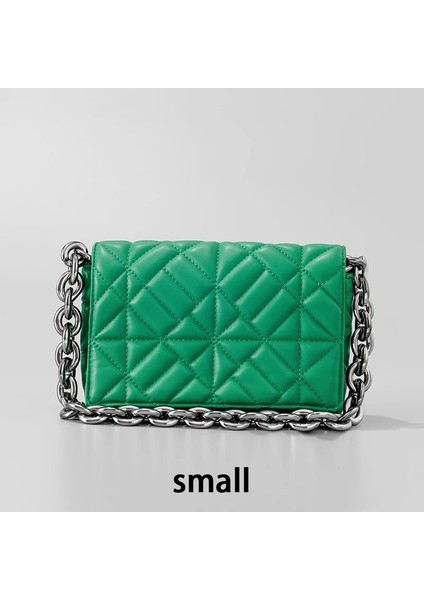 Koyu Haki Stili Plastik Zincir Kadınlar Için Moda Tasarım Omuz Çantası Pu Deri Crossbody Çanta Bayan Küçük Çanta Çanta Tasarım Messenger Çanta Küçük Flap (Yurt Dışından)