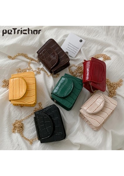 Sarı Stil 12CMX5.5CMX9.5CM Mini Küçük Kare Flap Çanta Moda Yeni Pu Deri Kadın Çanta Timsah Desen Zincir Omuz Messenger Çanta (Yurt Dışından) fırsatları