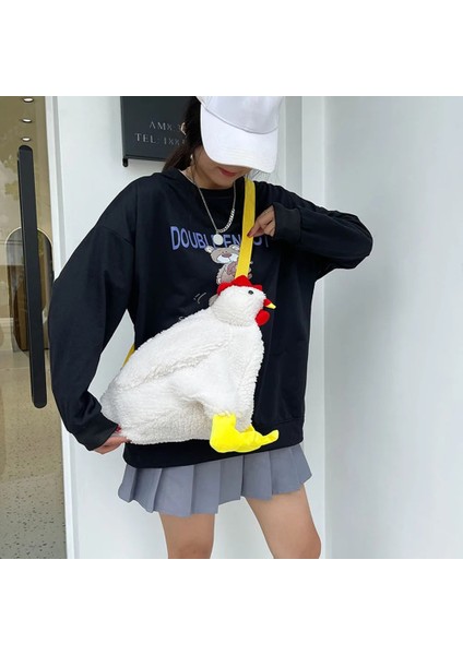 Pembe Tarzı 2022 Moda Peluş Crossbody Çanta Sevimli Cartooken Omuz Çantası Parti Çalışma Seyahat Çantası Kadınlar Kızlar Için Tavuk Peluş Çanta (Yurt Dışından)