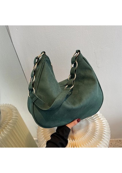 Kahverengi Tarzı 34X9X29CM Kış Trendy Kadın Faux Süet Omuz Çantaları Womew Için Mat Pu Deri Hobo Çanta Kadın Büyük Tasarımcı Koltukaltı Çanta Çanta (Yurt Dışından)