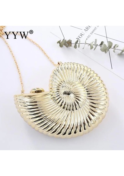 Altın Tarzı Altın Şerit Moda Akşam Debriyaj Kadın Zincir Sling Kabuk Çanta Parti Düğün Kadınlar Için Crossbody Çanta Küçük Sevimli Çanta Debriyaj (Yurt Dışından) modelleri