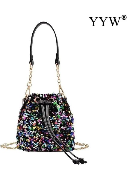 Multi-Colored Style Moda Kadın Pullu Crossbody Çanta ile Kova Omuz Çantası Akşam Partisi Şerit Altın Çanta Kız Çanta Kadın Manşonlar Bolsos (Yurt Dışından)