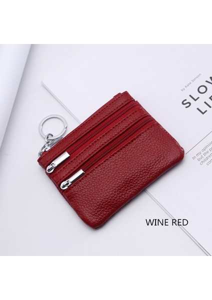 Bordo Tarzı Dolove Yeni Hakiki Deri Bozuk Para Cüzdanı Kadın Küçük Cüzdan Değişim Çantalar Para Çantası Fermuar Kart Sahibinin Dolar Cüzdanları (Yurt Dışından)