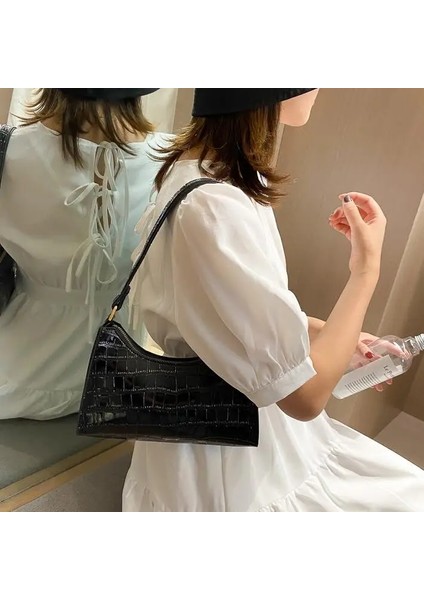S-Mor Tarzı Timsah Desen Pu Deri Çanta Kadın Omuz Çantası Moda Bayanlar Koltukaltı Çanta Retro Rahat Kadın Tote Küçük Debriyaj Dropship (Yurt Dışından)