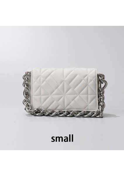 Beyaz Bir Stil Plastik Zincir Kadınlar Için Moda Tasarım Omuz Çantası Pu Deri Crossbody Çanta Bayan Küçük Çanta Çanta Tasarım Messenger Çanta Küçük Flap (Yurt Dışından)