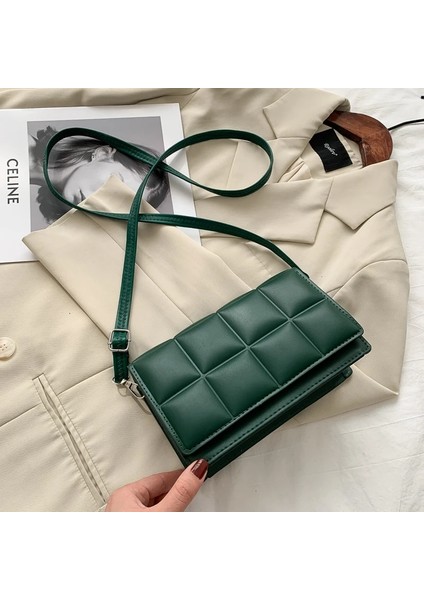 Yeşil Stil 20.5X7X12 cm Olid Renk Moda Omuz Çantaları Kadın Seyahat Çapraz Vücut Çanta Örgü Kadınlar Için Küçük Pu Deri Crossbody Çanta (Yurt Dışından)