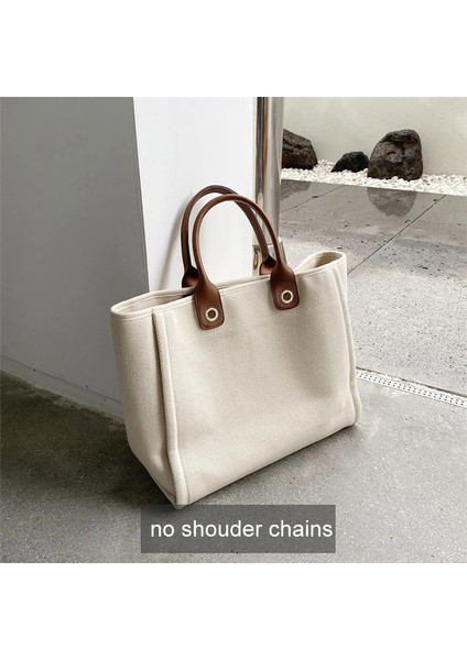Beyaz Zincir Yok 37X31X15CM Kadın Kanvas Çantalar Büyük Omuz Çantaları Bayan Tasarımcı Bez Çantalar Bayan Günlük Çantalar Bolsa Feminina Ana Kese Femme (Yurt Dışından)