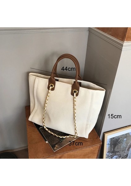 Beyaz Zincir Yok 37X31X15CM Kadın Kanvas Çantalar Büyük Omuz Çantaları Bayan Tasarımcı Bez Çantalar Bayan Günlük Çantalar Bolsa Feminina Ana Kese Femme (Yurt Dışından) indirimleri