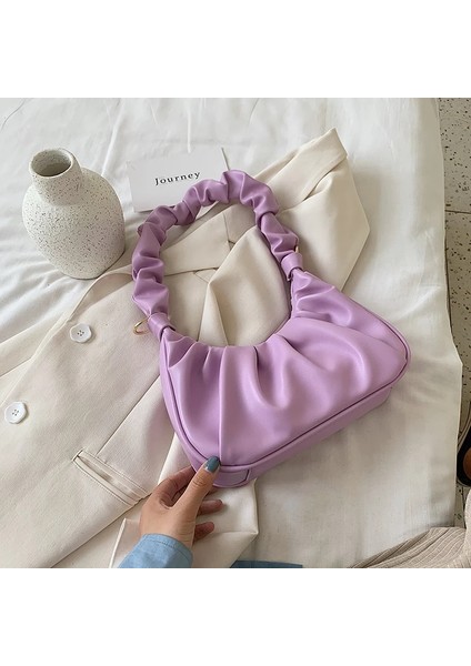 Mor Tarzı 27CMX19CMX8CM Yeni Tasarım Düz Renk Pu Deri Crossbody Çanta Wome Için Moda Omuz Çantaları Kadın Seyahat Kawaii Tote (Yurt Dışından)