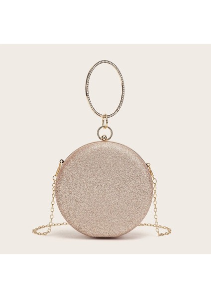 Gül Altın Rengi Stili Kadın Düğün Akşam Debriyaj Yuvarlak Çanta Çantalar Çanta Crossbody Parti Omuz Çantaları Debriyaj Gül Altın Gillter Çanta (Yurt Dışından) indirimleri