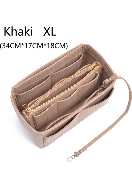Haki Xl Stili Bamader Çok Fonksiyonlu Büyük Kapasiteli Makyaj Saklama Çantası Keçe Bez Astar Çanta Seyahat Eklemek Çanta Içinde Taşınabilir Çanta Kozmetik Çantası (Yurt Dışından)