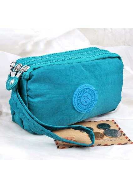 Kırmızı Stil 3 Fermuarlı Bayan Çantalar Kadın Cüzdanları Debriyaj Bozuk Para Cüzdanı Kartları Anahtarlar Para Çantaları Tuval Kısa Kadın Kız Cüzdanı Çantalar Burse (Yurt Dışından) fırsatları