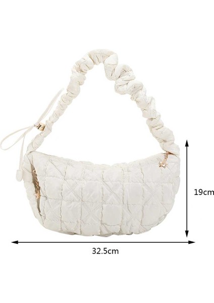 Bej Tarzı Kadınlar Için Zarif Bulut Kapitone Çanta Çanta Hobo Tasarımcı Çanta Dantelli Omuz Crossbody Çanta Debriyaj Tote Çanta Rahat Pembe Çanta (Yurt Dışından)