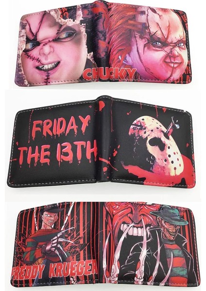 No.5 Tarzı Karikatür Kısa Cüzdan Chucky Çanta ile Kredi Kartı Sahibi Erkek Cüzdan Siyah Cuma Sokak Stili Çok Fonksiyonlu Para Çantası (Yurt Dışından) fiyatları