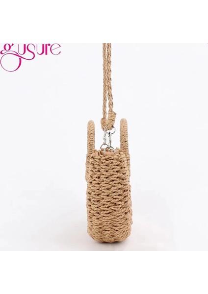 Bej-2 Tarzı Gusure El Yapımı Yarım Yuvarlak Rattan Dokuma Hasır Crossbody Çanta Yaz Plaj Kadın Messenger Omuz Çantaları Kızlar Küçük Çanta (Yurt Dışından) modelleri