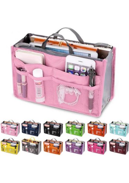 Pembe Tarzı Organizatör Ekleme Kadın Saklama Çantası Naylon Seyahat Ekleme Organizatör Çanta Çanta Büyük Astar Makyaj Kozmetik Çantası Tote Kese (Yurt Dışından) fiyatları