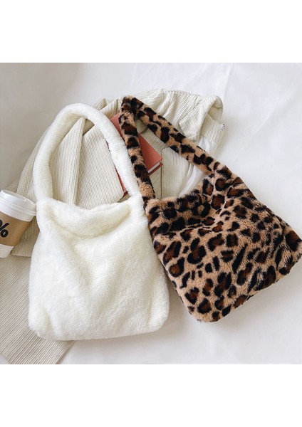 1-Beyaz Tarzı 1 Adet Kadın Kızlar Kabarık Omuzdan Askili Çanta Üstten Saplı Çanta Kadın Sonbahar Kış Çanta Peluş Tote Moda Alışveriş Çantası (Yurt Dışından) modelleri