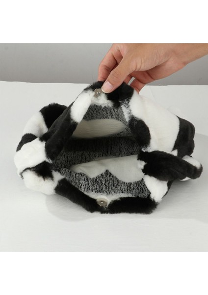1-Beyaz Tarzı 1 Adet Kadın Kızlar Kabarık Omuzdan Askili Çanta Üstten Saplı Çanta Kadın Sonbahar Kış Çanta Peluş Tote Moda Alışveriş Çantası (Yurt Dışından) fırsatları