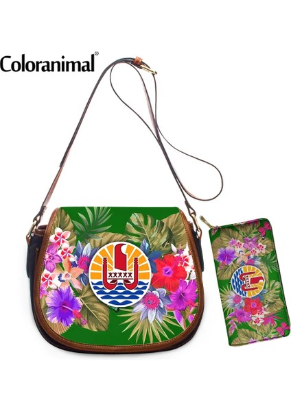 HTGP583DMZ21 Stili Sadece Cüzdan Coloranimal Sıcak Satış Oulder Çanta & Cüzdan Pretty Tahiti Bayrağı Polinezya Deniz Balığı ve Çiçek Baskı Çapraz Çanta Bolsa (Yurt Dışından)