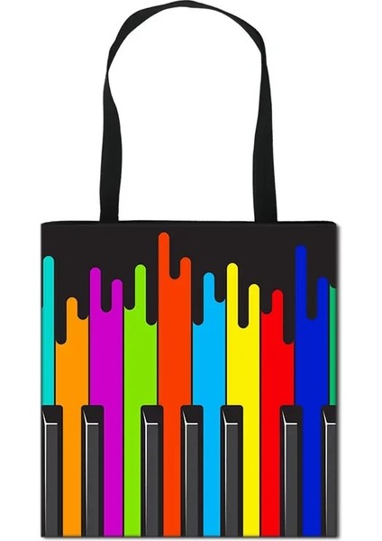 STDMUSICP11 Tarzı 39CMX39CM Piyano Müzik Notu Baskı Tote Çanta Moda Kadın Çanta Kız Omuz Saklama Torbaları Seyahat Bayanlar Için Büyük Kapasiteli Alışveriş Çantası (Yurt Dışından)