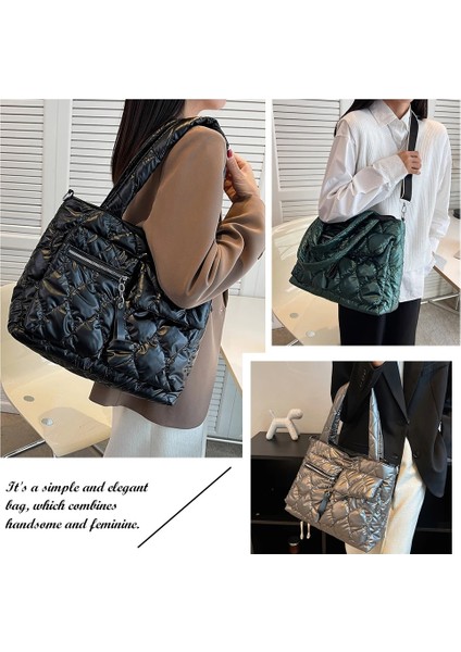 Kahve Tarzı Sonbahar Kış Crossbody Çanta Büyük Kapasiteli Rahat Aşağı Yastıklı Omuz Çantaları Alışveriş Için Taşınabilir Kapitone Çanta Fermuarlı Cebi (Yurt Dışından) fiyatları