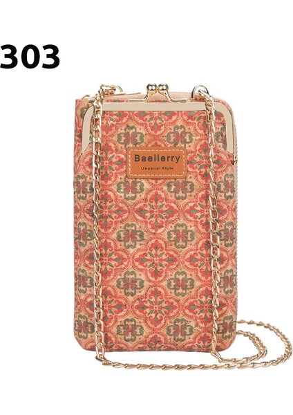 No.18 Stili Yeni Kadın Cüzdan Çile Cep Telefonu Çantası Crossbody Omuzdan Askili Çanta Fermuarlı Debriyaj Bayan Bozuk Para Cüzdanı Çoklu Kart Tutucu Kadın Çanta (Yurt Dışından)