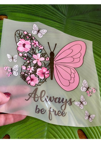 20X19 cm Ütü Ile Yapışan Çiçekli Kelebek Transfer Baskı Arma
