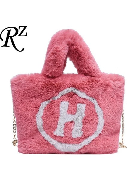 Gül Kırmızı Stili Peluş Bez Çantalar Zincir Kadın Çantaları Yumuşak Kabarık Çantalar Wome Için Yeni Kış Çantaları Kürklü Çantalar Lüks Çanta Kürk Omuz Çantaları (Yurt Dışından)