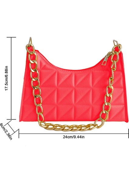 Kırmızı Stil Kadın Gelişmiş Elmas Çanta Yeni Trend Tüm Maç Omuz Çantası Niş Zincir Çanta Kadın Moda Doku Alışveriş Çantası (Yurt Dışından)