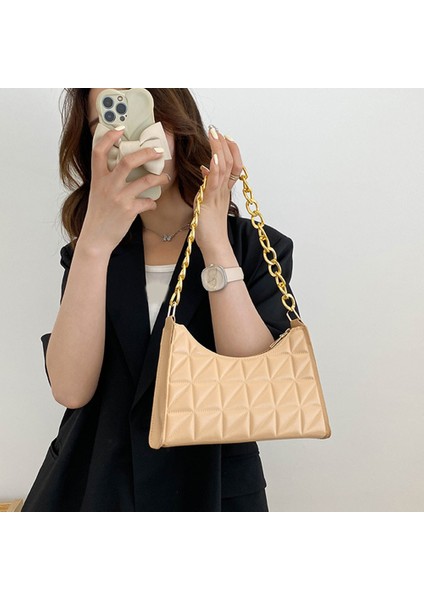 Kırmızı Stil Kadın Gelişmiş Elmas Çanta Yeni Trend Tüm Maç Omuz Çantası Niş Zincir Çanta Kadın Moda Doku Alışveriş Çantası (Yurt Dışından) fırsatları