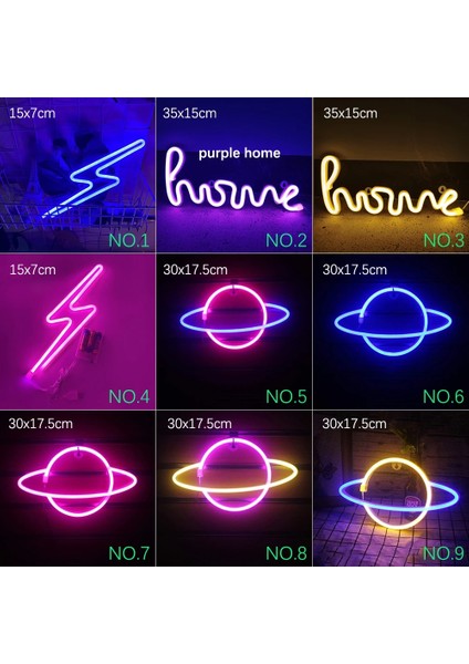 No.9 Stili C Neon LED Işıklar Burcu Gezegen Flaş Yıldırım Ay Neon Işık Aşk Bulut Neon Tabelalar Odası Ev Dekor Parti Lambası Duvar Işıkları (Yurt Dışından)