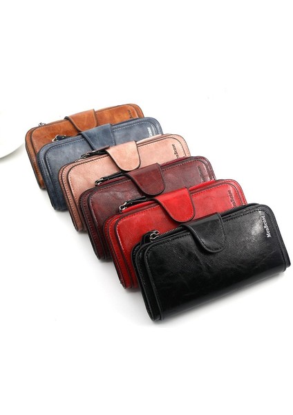 Koyu Kırmızı 1 Stil Deriden Yapılmış Kadın Cüzdanı Cüzdanlar Üç Katlı Vıntage Bayan Cüzdanlar Cep Telefonu Çanta Bayan Bozuk Para Cüzdanı Carteira Feminina (Yurt Dışından) indirimleri