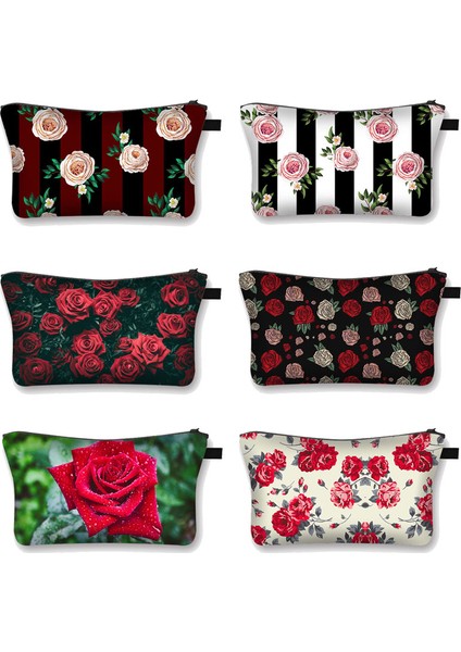 Shzbrose5 Stili Kadın Kozmetik Organizatör Çantası Kırmızı Güller Siyah 3D Baskı Kozmetik Çantası Moda Bayanlar Makyaj Çantası Kızlar Makyaj Kutusu (Yurt Dışından) fiyatları