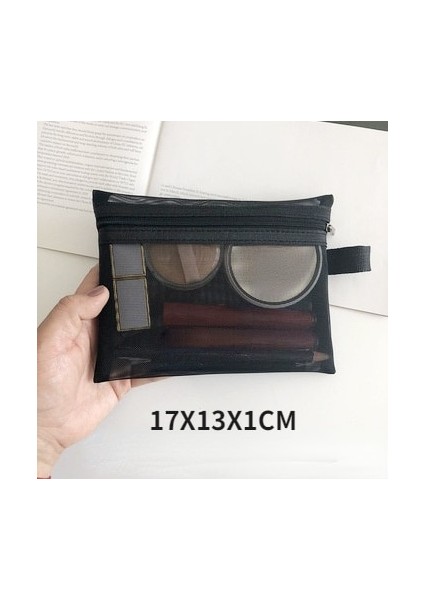 M Tarzı Kadın Örgü Kozmetik Çantası Seyahat Çantası Makyaj Çantası Organizatör Kadın Makyaj Çantası Taşınabilir Küçük Büyük Tuvalet Güzellik Çantası (Yurt Dışından)