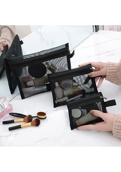 M Tarzı Kadın Örgü Kozmetik Çantası Seyahat Çantası Makyaj Çantası Organizatör Kadın Makyaj Çantası Taşınabilir Küçük Büyük Tuvalet Güzellik Çantası (Yurt Dışından) modelleri