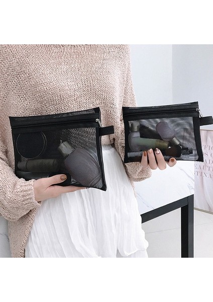 M Tarzı Kadın Örgü Kozmetik Çantası Seyahat Çantası Makyaj Çantası Organizatör Kadın Makyaj Çantası Taşınabilir Küçük Büyük Tuvalet Güzellik Çantası (Yurt Dışından) fırsatları