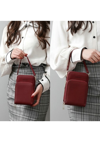 2 Fermuarlı Gri Stil Dokunmatik Cep Telefonu Omuz Çantaları Kadın Çok Fonksiyonlu Cep Mini Crossbody Çanta Kart Çanta Bayanlar Küçük Kadın Messenger Çanta (Yurt Dışından) fırsatları