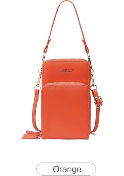 Turuncu Tarzı Yeni Kadın Rahat Şık Büyük Kapasiteli Çapraz Paket Cep Telefonu Cüzdanı Büyük Kart Sahipleri Cüzdan Debriyaj Omuz Askıları Çanta (Yurt Dışından)