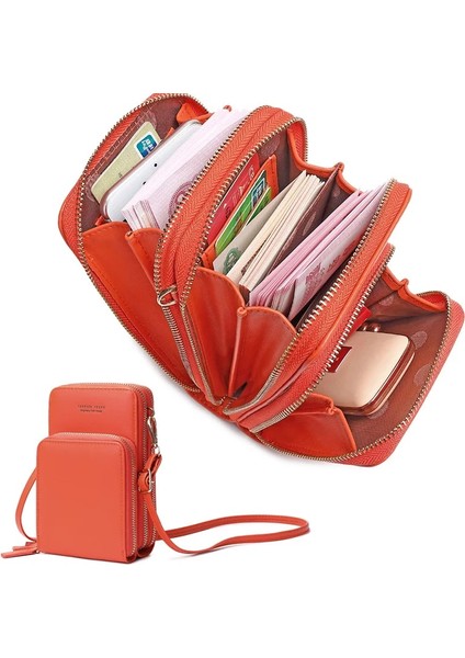 Turuncu Tarzı Yeni Kadın Rahat Şık Büyük Kapasiteli Çapraz Paket Cep Telefonu Cüzdanı Büyük Kart Sahipleri Cüzdan Debriyaj Omuz Askıları Çanta (Yurt Dışından) modelleri