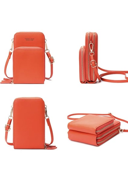Turuncu Tarzı Yeni Kadın Rahat Şık Büyük Kapasiteli Çapraz Paket Cep Telefonu Cüzdanı Büyük Kart Sahipleri Cüzdan Debriyaj Omuz Askıları Çanta (Yurt Dışından) fırsatları