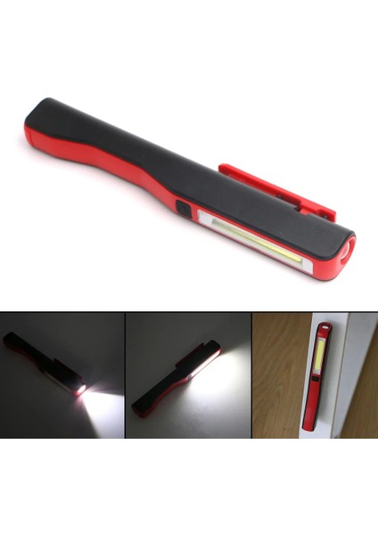 Kırmızı Mini Cob LED El Feneri Acil Çalışma Işığı Mıknatıslı Cep Klipsi Süper Parlak Kamp Çok Amaçlı Penlight Torch Lambası (Yurt Dışından)