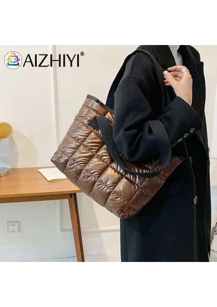 No.13 Tarzı Moda Büyük Tote Yastıklı Çanta Tasarımcısı Kapitone Kadın Omuz Çantaları Lüks Naylon Uzay Pamuk Crossbody Çanta Kış Renk Çanta (Yurt Dışından) fırsatları