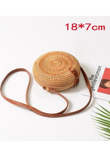 C Tarzı 2023 Yeni Bali Vintage El Yapımı Crossbody Deri Çanta Yuvarlak Plaj Çantası Kızlar Daire Rattan Çanta Küçük Bohem Omuz Çantası Kadın (Yurt Dışından)