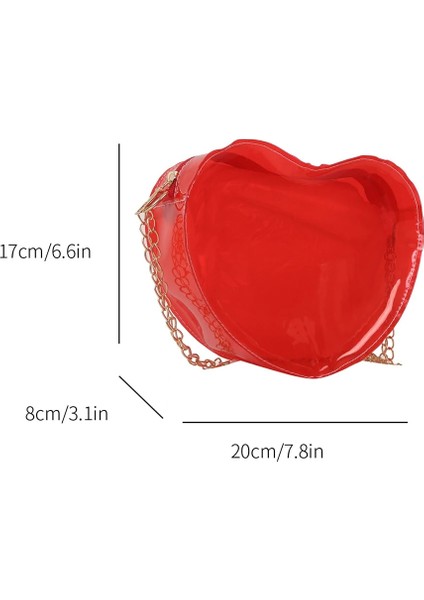 Kırmızı Stil Şeffaf Omuz Çantaları Kızlar Crossbody Çanta Aşk Kalp Şeklinde Kadın Kozmetik Çantası Alışveriş Çantası Düz Renk Çanta Satchel Çanta (Yurt Dışından)