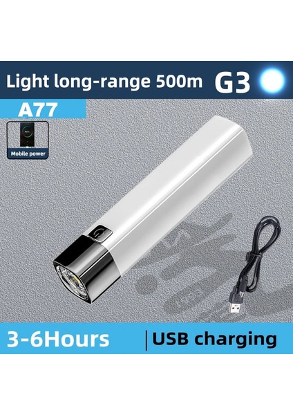 Beyaz Aierwill A77 Mini Taşınabilir Süper Parlak Ipx6 Su Geçirmez Küçük Ev Uzun Menzilli Dış Aydınlatma LED Güçlü Işık El Feneri (Yurt Dışından)