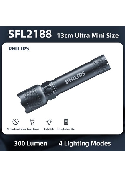 SFL2188 Philips Taşınabilir El Feneri Güçlü Şarj Edilebilir LED El Fenerleri Kendini Savunma Kamp Için Kapalı Dış Mekan Işık Lambası (Yurt Dışından)