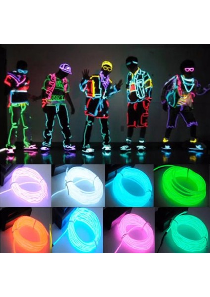 Turuncu Tarzı 3 Milyon Glow El Tel Kablo LED Neon Noel Dans Partisi Dıy Kostümleri Giyim Aydınlık Araba Işık Dekorasyonu Elbise Topu Rave (Yurt Dışından)