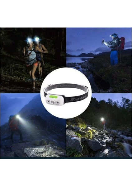 Siyah Mini LED Sensör Far USB Şarj Edilebilir Far Güçlü Balıkçılık Kamp El Feneri Taşınabilir Torch Lambası Acil Işık (Yurt Dışından) modelleri